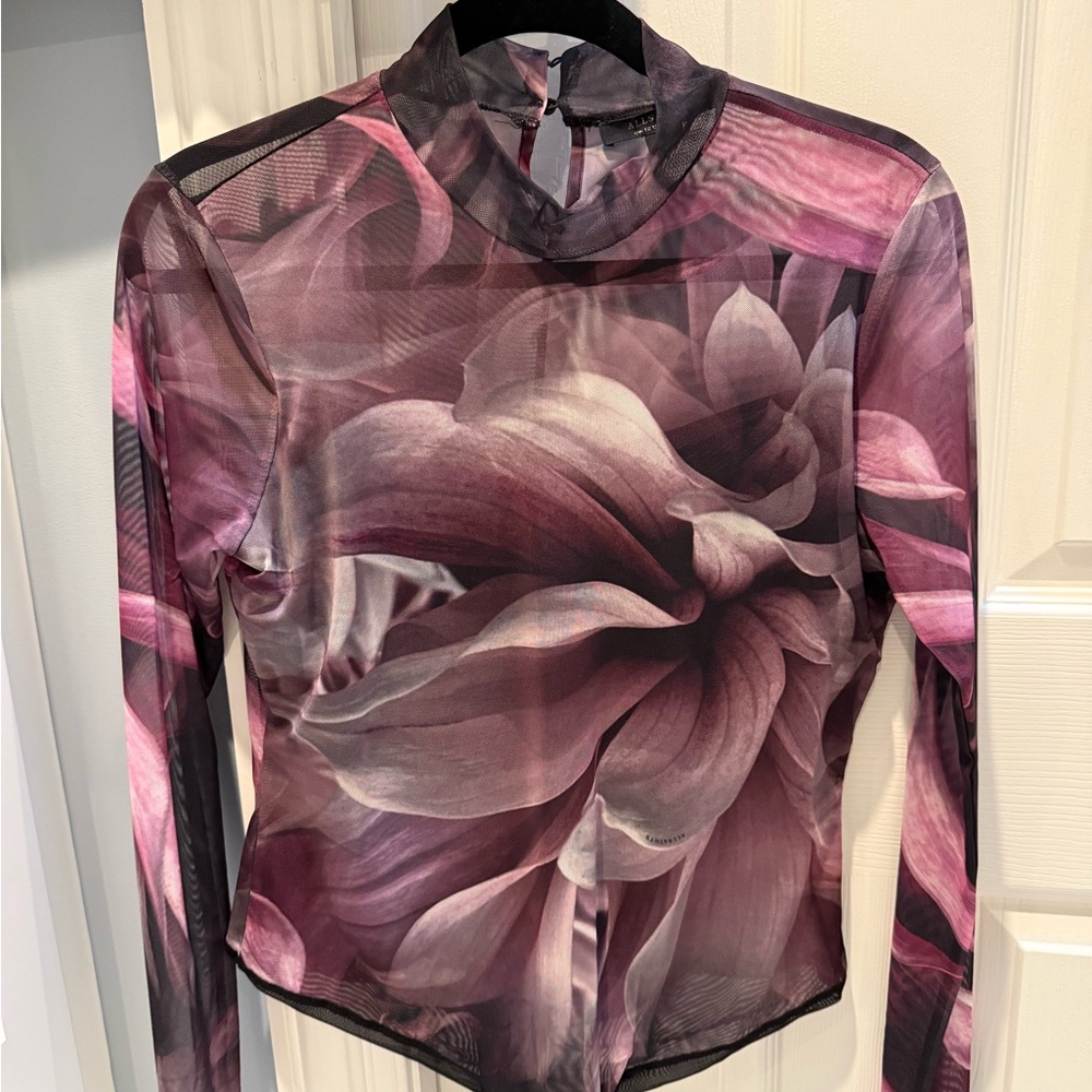 Floral Mesh Long Sleeve Top